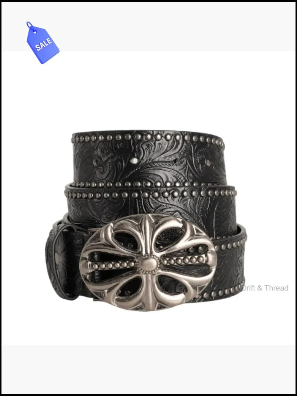 Studded Hollow Flower Buckle Pu Leather Belt Y2k Punk Gothic Grunge Alt